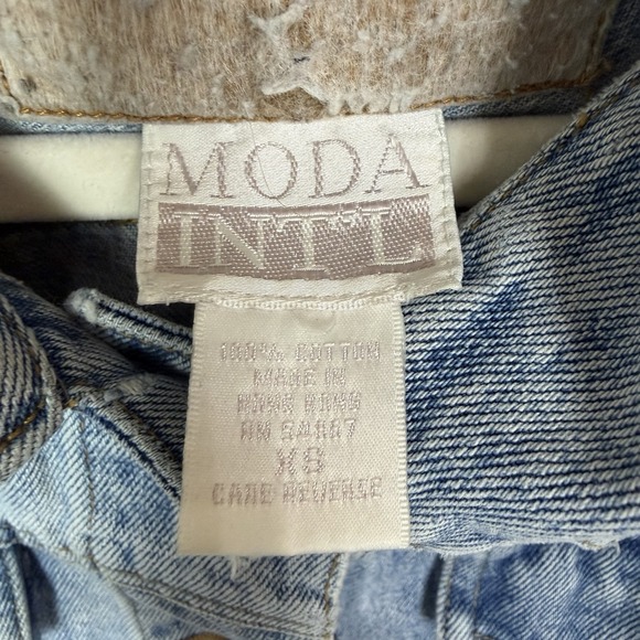 VTG Moda Int'l Denim Jean Jacket 90s Y2K Oversized Baggy Skater Street Grunge XS - Picture 12 of 15